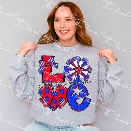 Love cheer mom red/blue