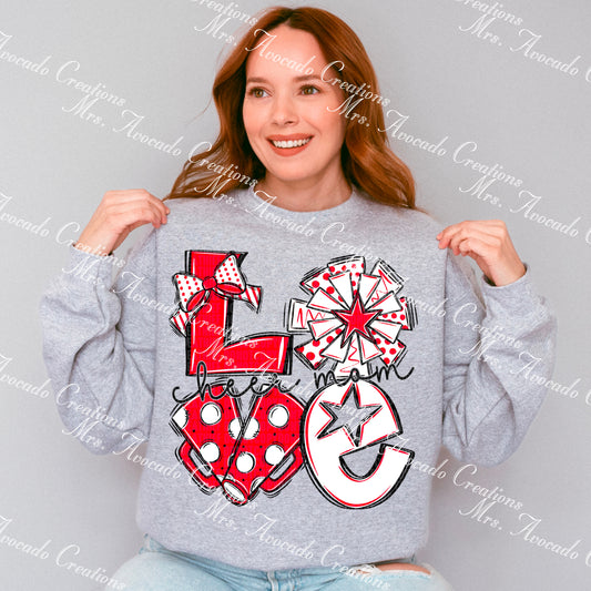 Love cheer mom red/white/black