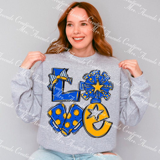 Love cheer royal blue/yellow gold