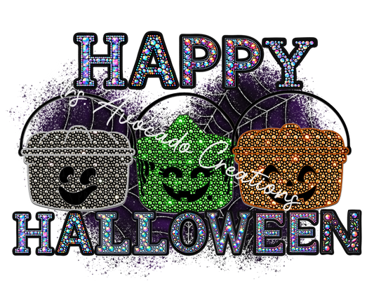 Faux Rhinestone Happy Halloween Buckets