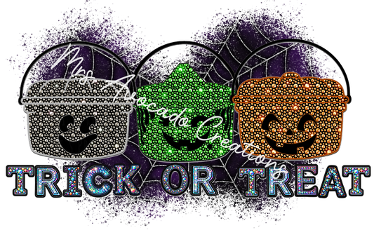 Faux Rhinestone Trick or Treat Buckets
