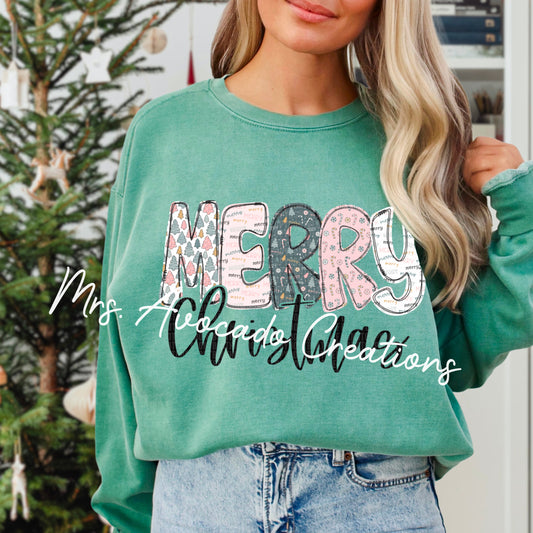 Merry Christmas pink green pastels