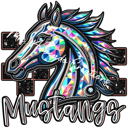 Faux rhinestone Mustangs