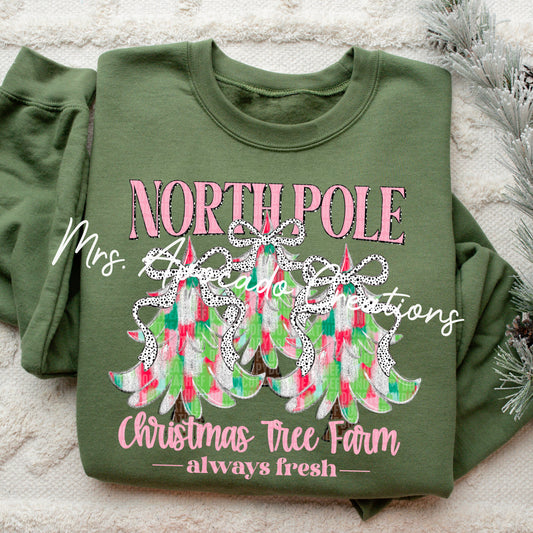 North Pole Christmas tree farm pink