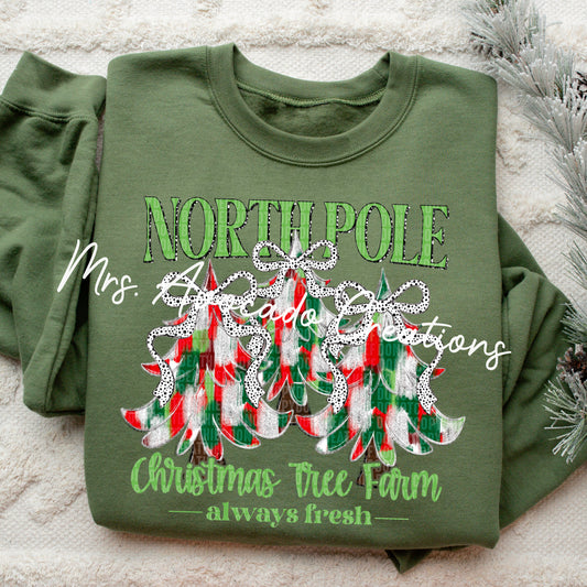 North Pole Christmas tree farm red