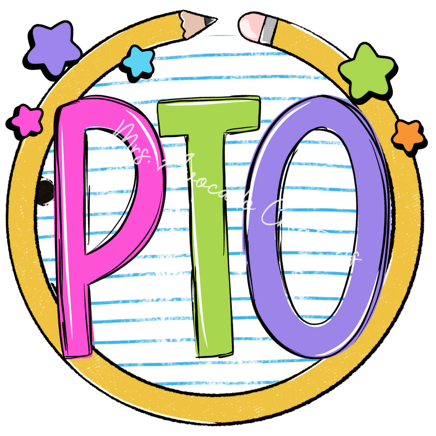 Colorful pencil circle PTO