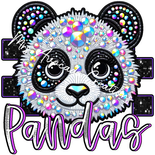 Faux rhinestone Pandas