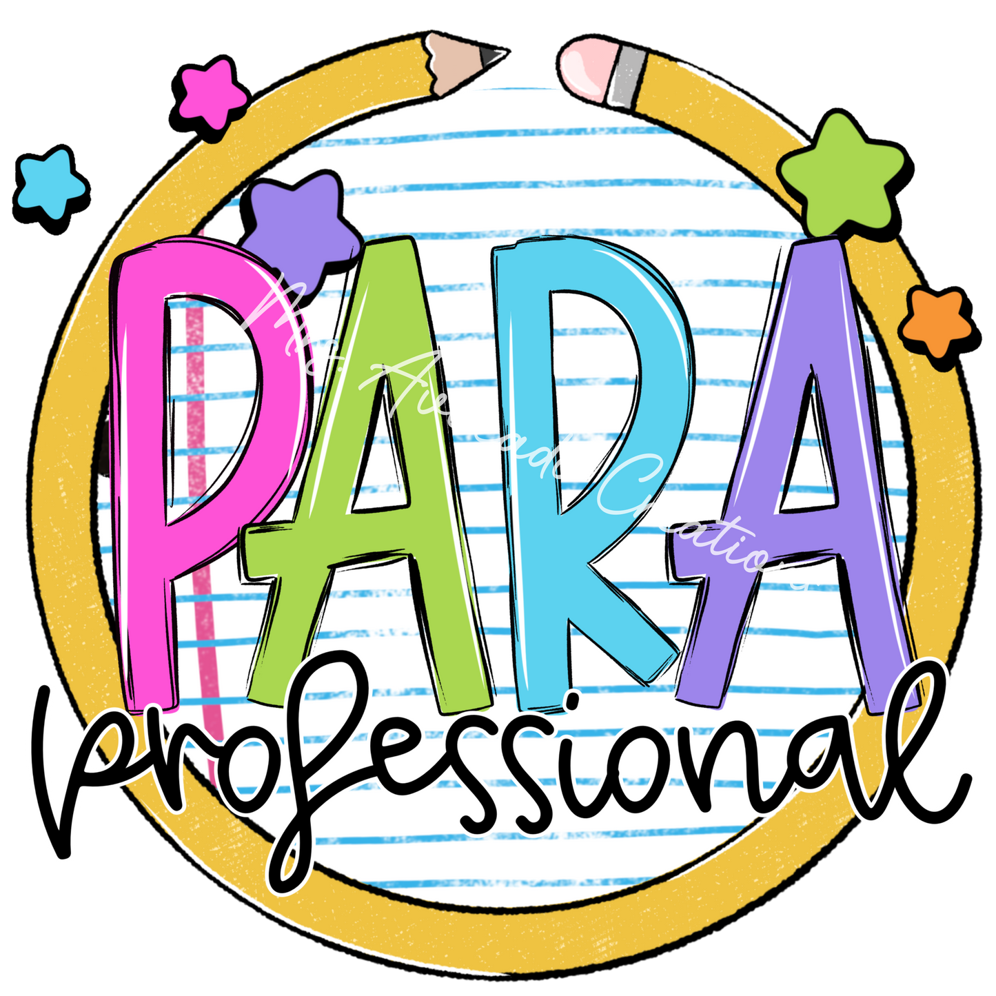 Colorful pencil circle paraprofessional