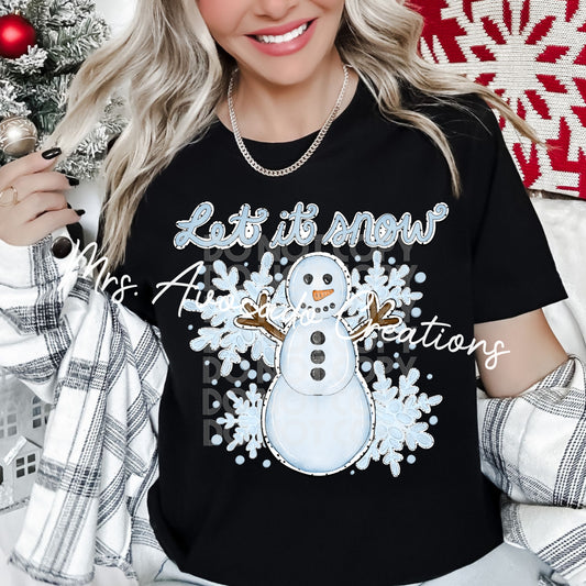 Let it snow snowman and snowflakes