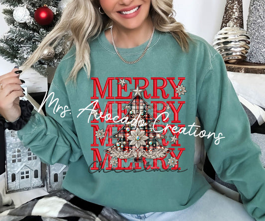 Merry Christmas Faux Embroidery Stacked