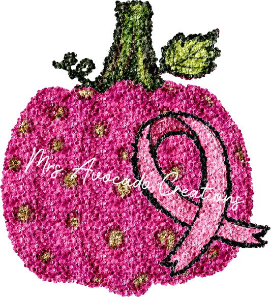 Pink ribbon pumpkin sparkle