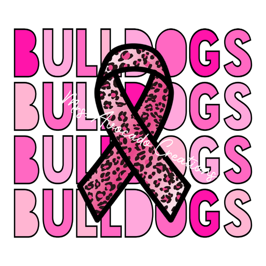 Bulldog stacked pink ribbon
