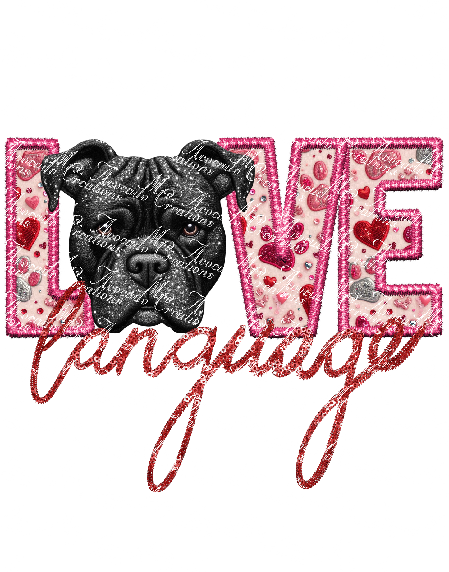 Love Language Pit Bull (black)