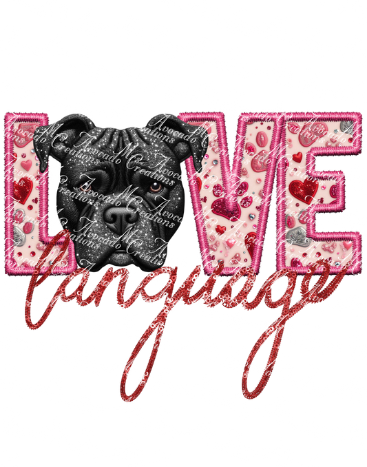 Love Language Pit Bull (black)