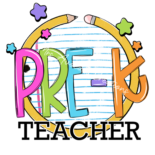 Colorful pencil circle pre-k teacher