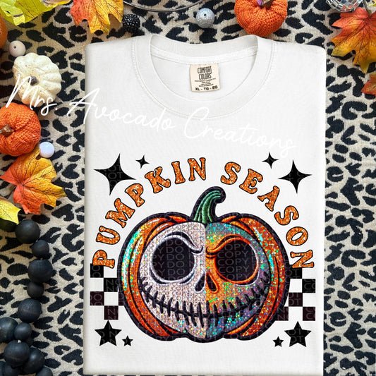 Pumpkin season faux embroidery