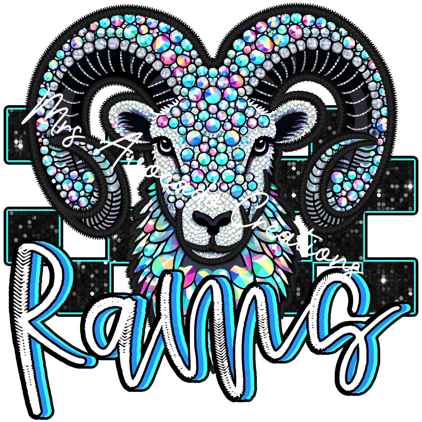 Faux rhinestone Rams