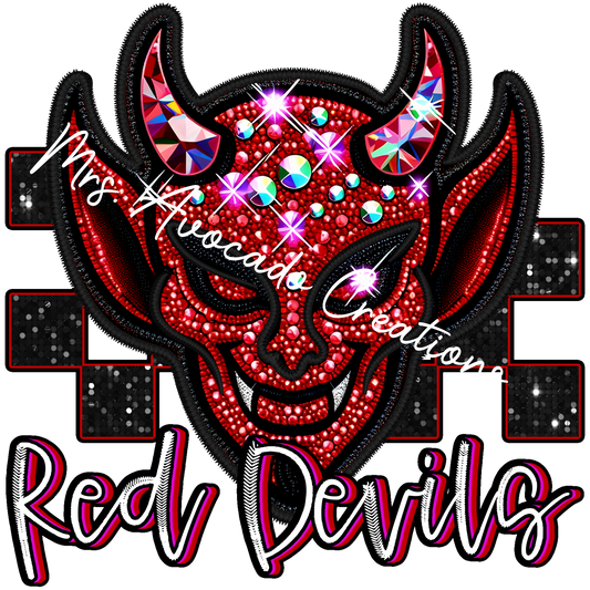 Faux rhinestone Red Devils