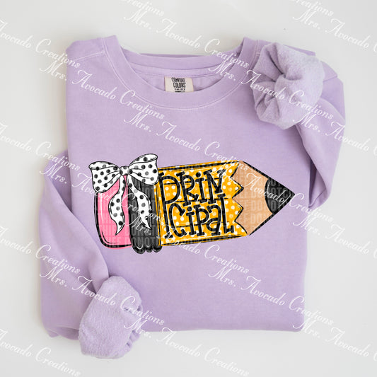 School Doodle Pencil Bow Principal