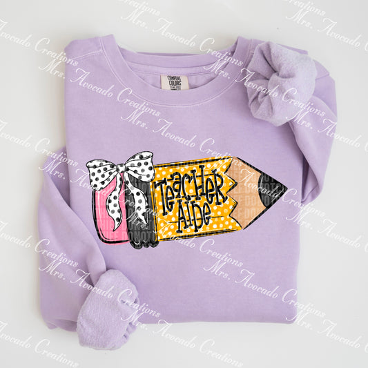 School Doodle Pencil Bow Teacher Aide