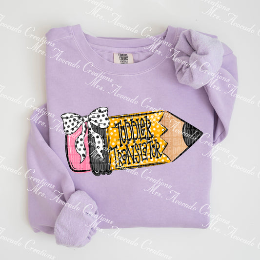 School Doodle Pencil Bow Toddler Translator