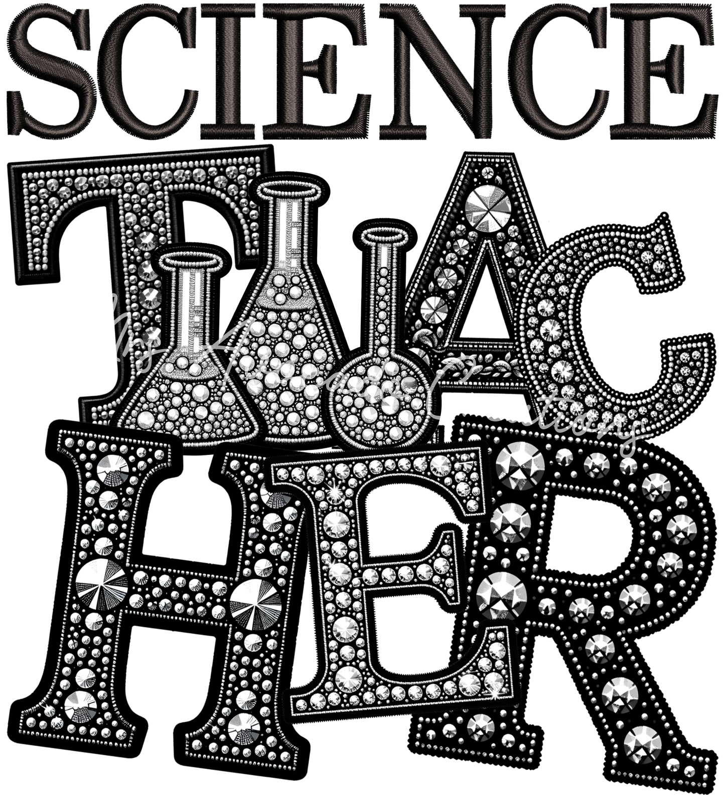 Faux rhinestone science teacher