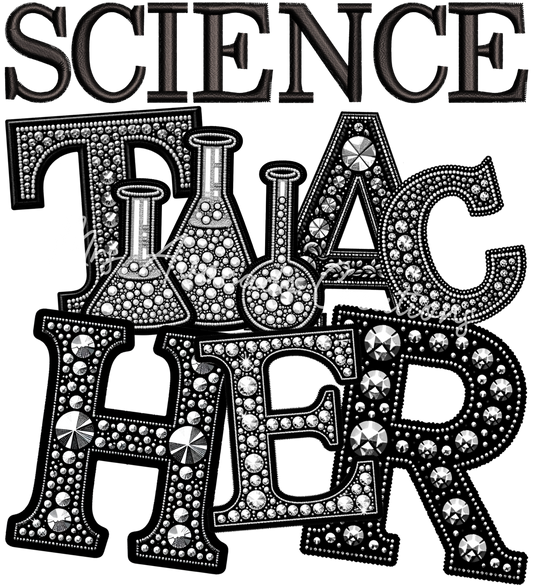 Faux rhinestone science teacher