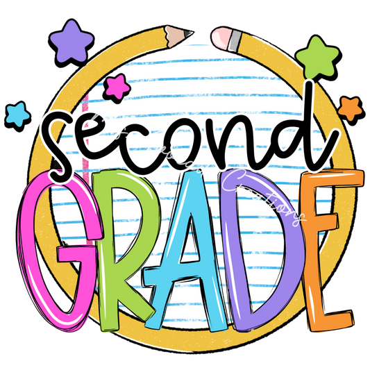 Colorful pencil circle second grade