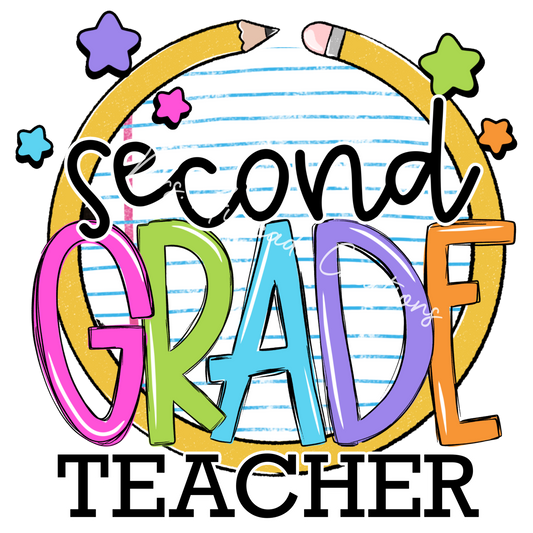 Colorful pencil circle second grade teacher