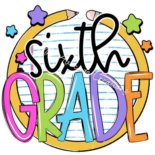 Colorful pencil circle sixth grade