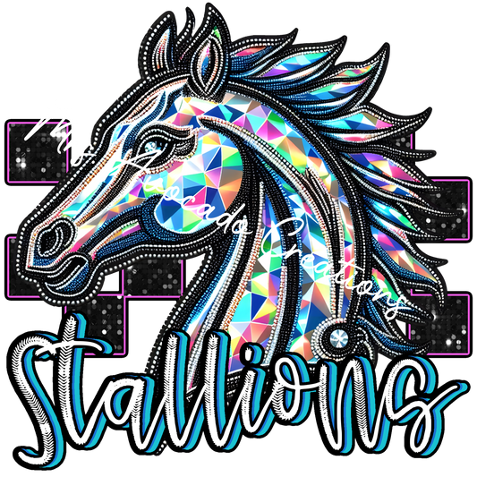 Faux rhinestone Stallions