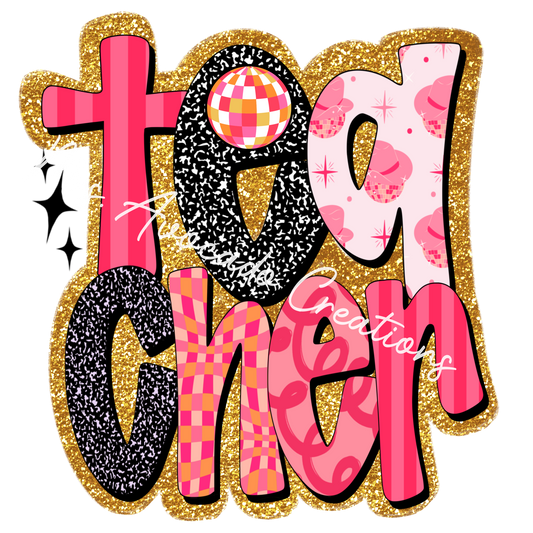 Pink and gold teacher