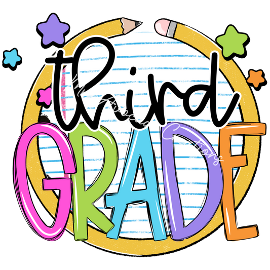 Colorful pencil circle  third grade