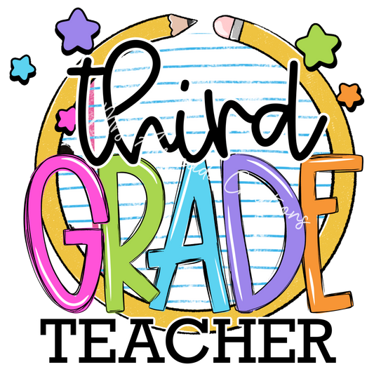 Colorful pencil circle  third grade teacher