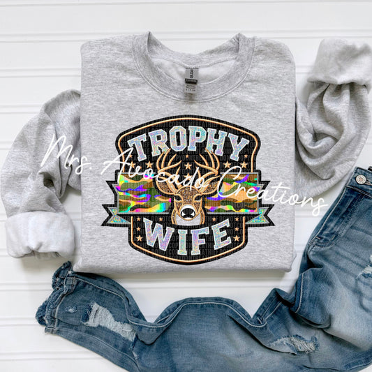 Trophy Wife Hunting Faux Embroidery