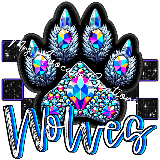 Faux rhinestone Wolves