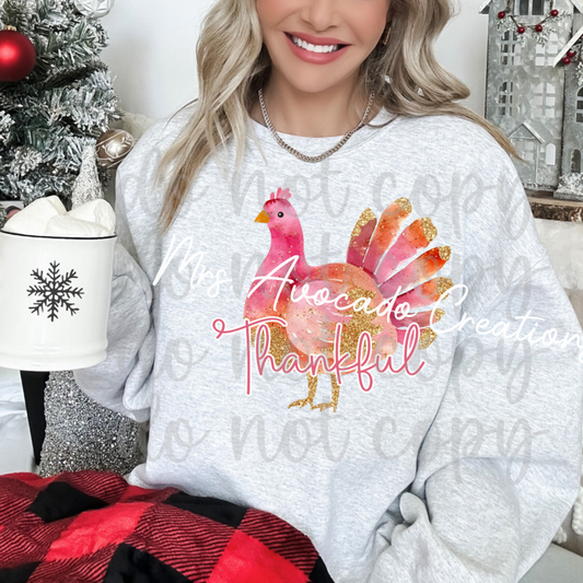 Thankful gold glitter turkey