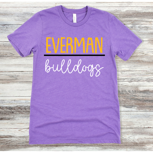 Everman Bulldogs print with line script