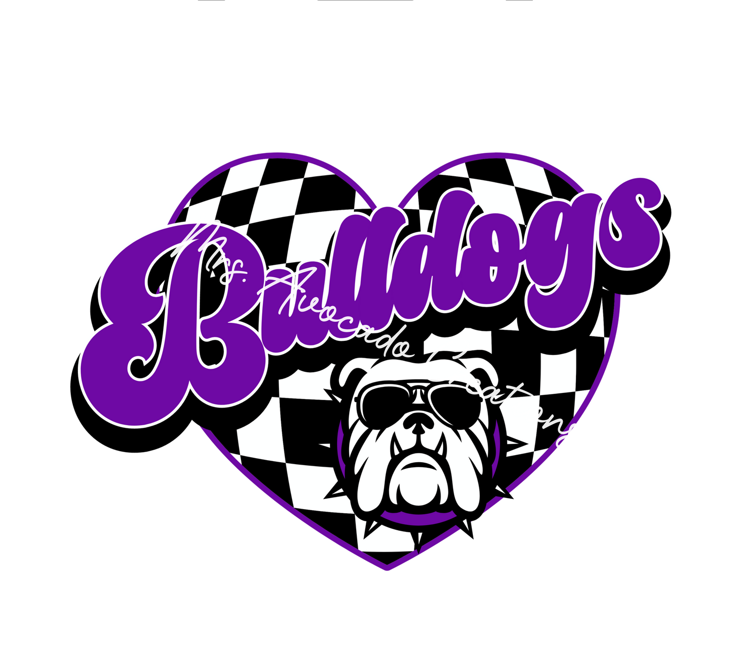 Bulldog checkered heart with glasses